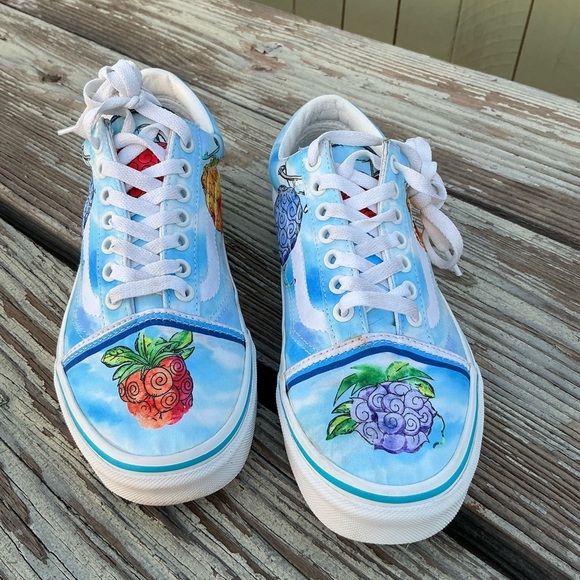 VANS x One Piece Old Skool Devil Fruit Sneakers Shoes Blue Mens 5.5 Womens 8.5 - Picture 3 of 12